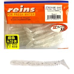 REINS ROCKVIBE SHAD 7.6CM (3″) – CLEAR PEARL SILVER 15 BUC