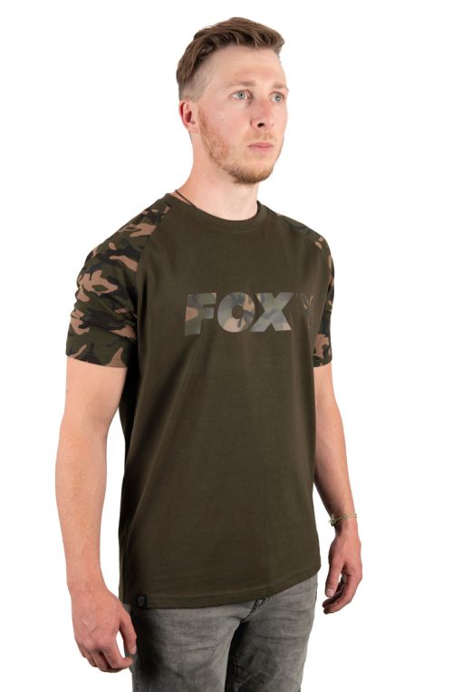Fox Raglan Khaki / Camo Sleeve T-Shirt - XL - imagine 5