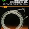 Fox Fluorocarbon Fused Leader 30lb - Size 7 Kwik Change Swivel 115cm