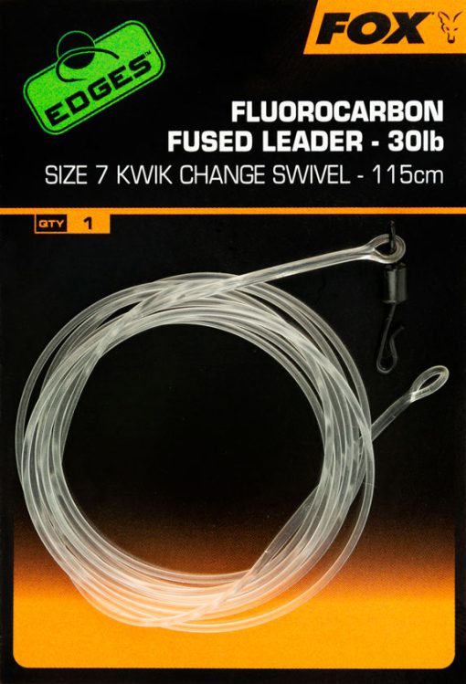 Fox Fluorocarbon Fused Leader 30lb - Size 7 Kwik Change Swivel 115cm