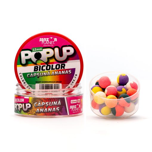 Boilies Popup Bicolor Senzor 12mm - Capsuna Ananas