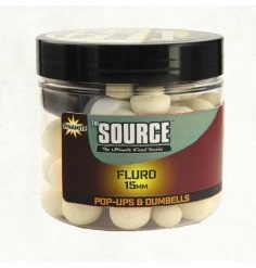 Dynamite Baits Source White Fluro Pop Ups and dumbells 15mm cutie