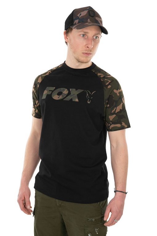 Fox Black / Camo Raglan Tshirt - Xl