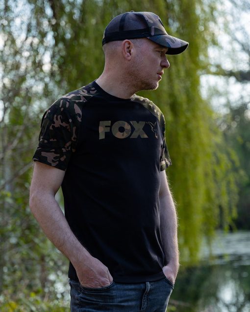 Fox Black / Camo Raglan Tshirt – M - imagine 2