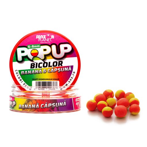 Boilies Popup Senzor Bicolor 6,8mm – Banana Capsuna