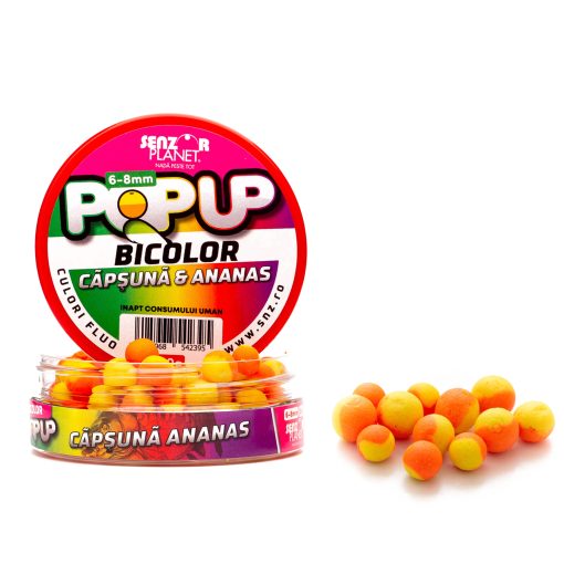 Boilies Popup Senzor Bicolor 6,8mm – Capsuna Ananas