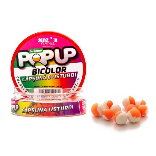 Boilies Popup Senzor Bicolor 6,8mm – Capsuna Usturoi