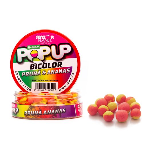 Boilies Popup Senzor Bicolor 6,8mm – Pruna Ananas