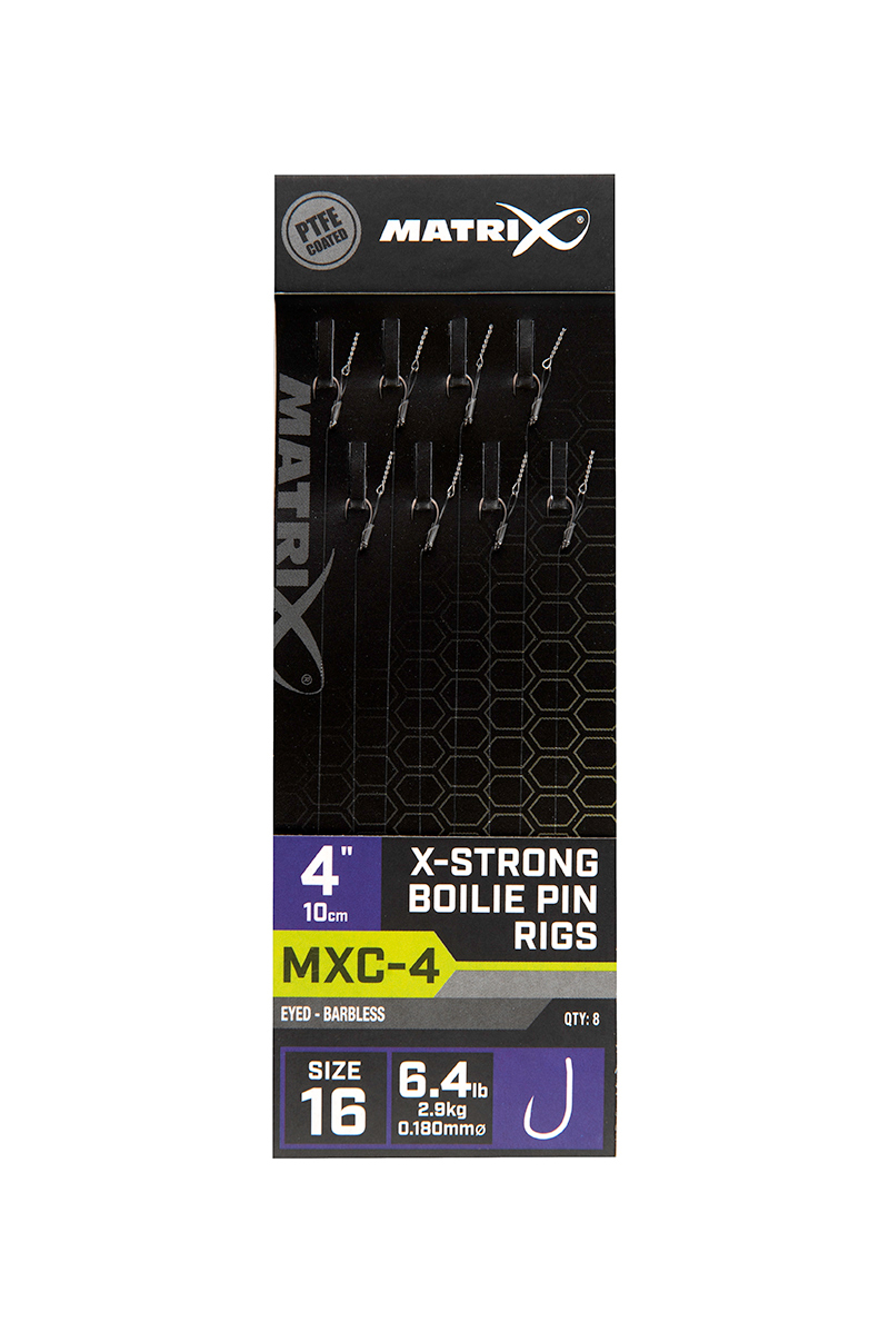 Matrix Mxc-4 size 16 Barbless / 0.18mm / 4 (10cm) / X-strong Boilie Pin - 8pcs - imagine 2