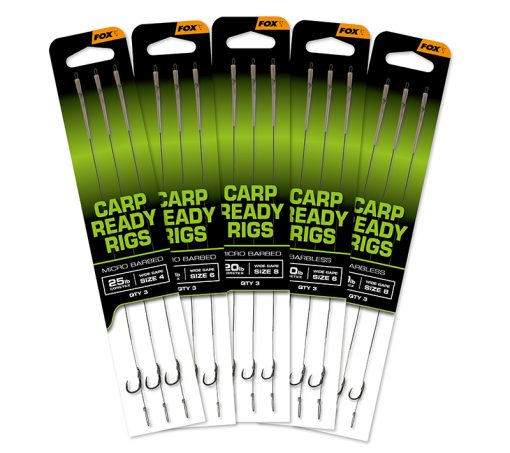 Fox Carp Ready Rigs x 3 - Wide Gape Size 4 (25lb)
