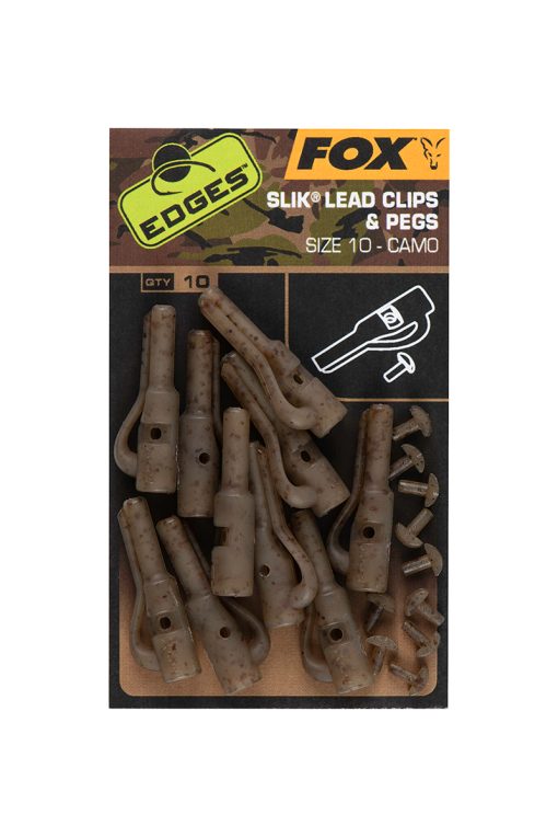 Fox Edges Camo Size 10 Slik Lead Clip + Pegs