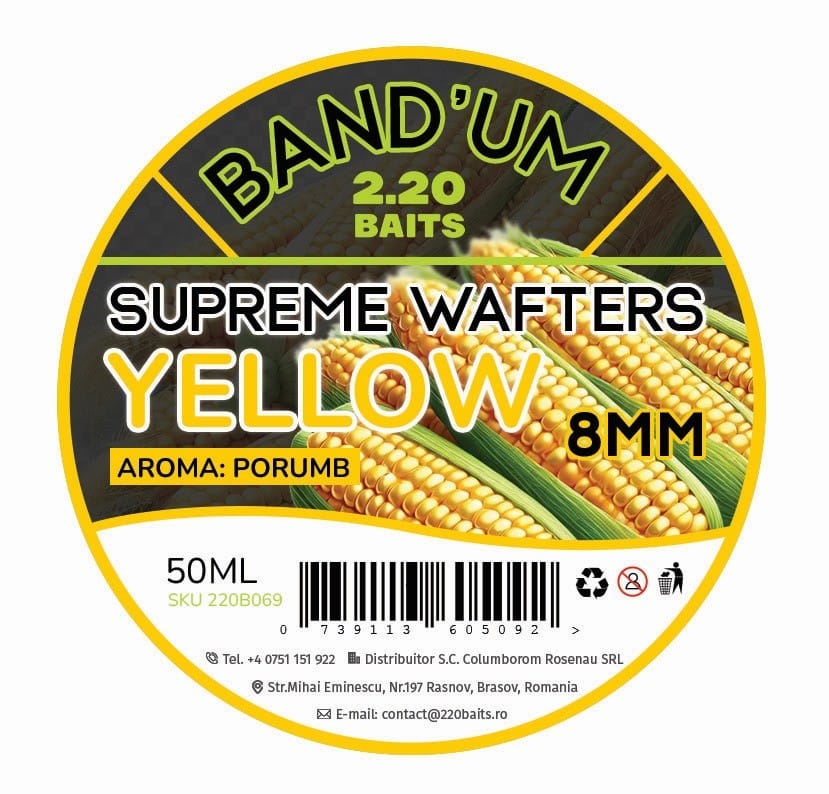 Supreme Bandum Wafter 2.20 Baits 8mm - Yellow Porumb - imagine 2
